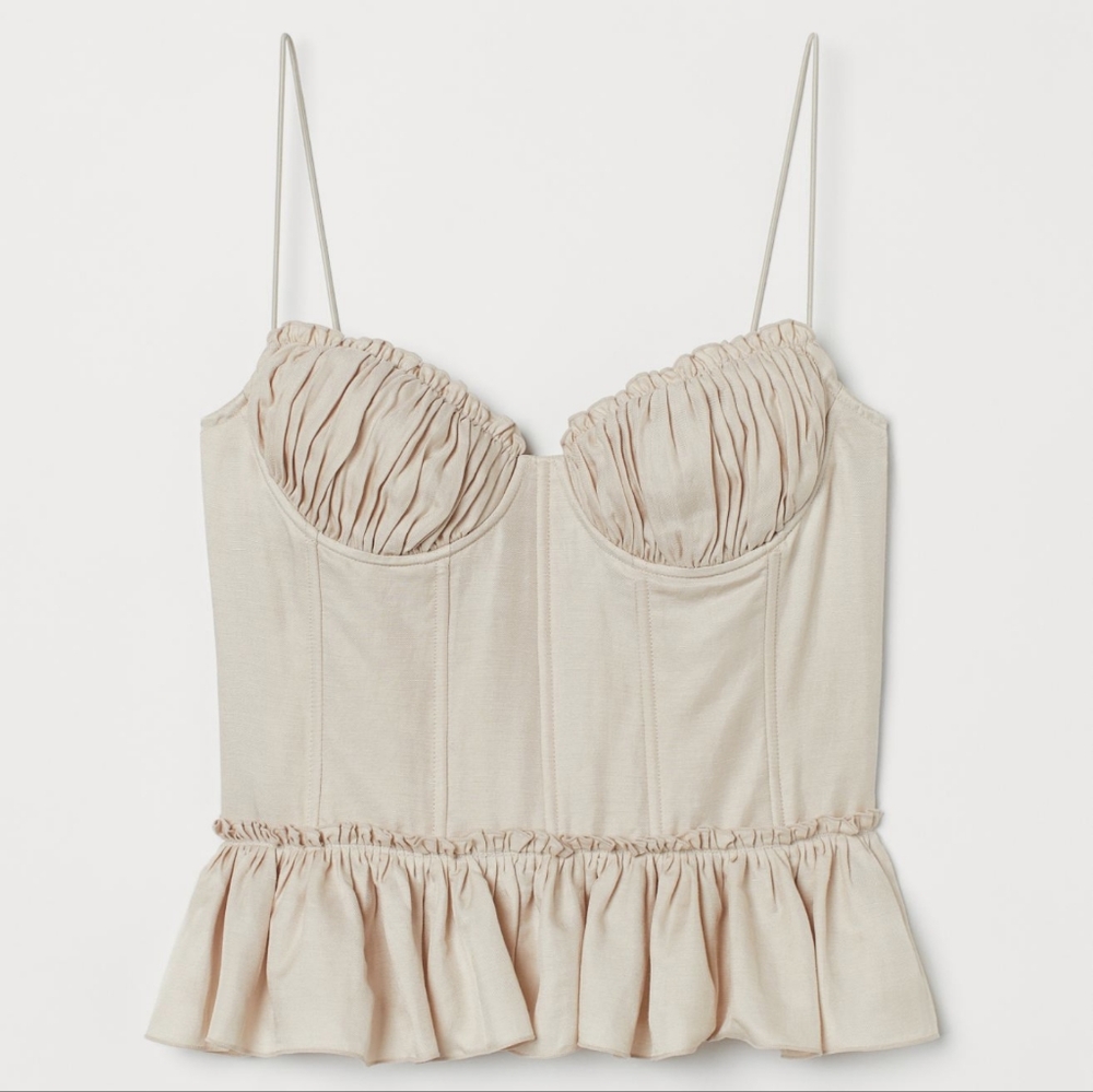 H&M Linen-blend Corset-style Top - Picture 7 of 7